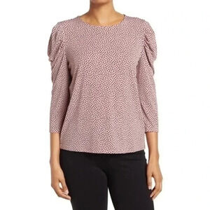 Adrianna Papell hearts print 3/4 sleeve blouse Small